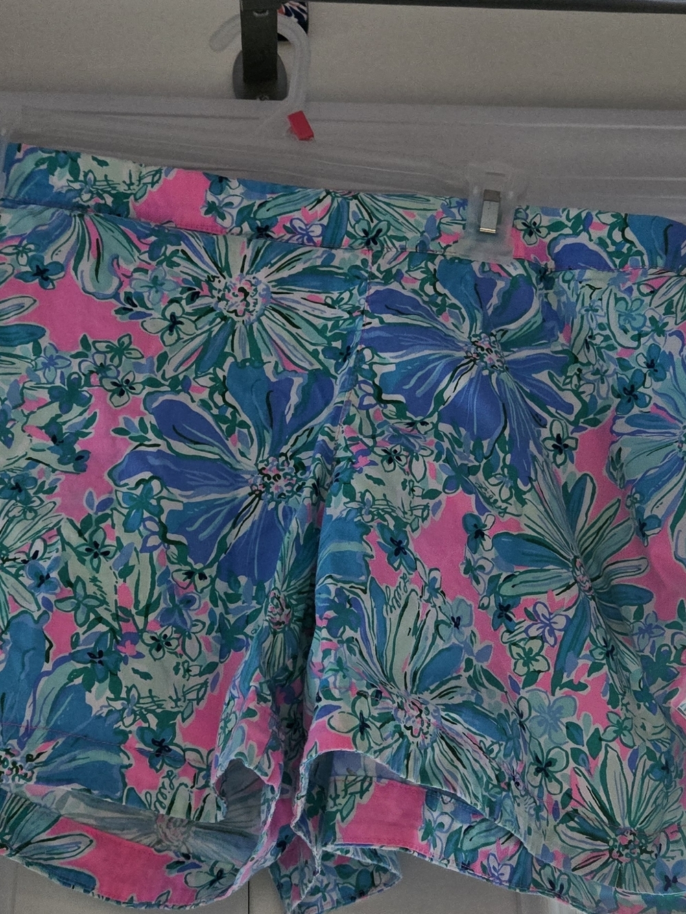Vibrant Floral Print Shorts in Pink & Blue Xl